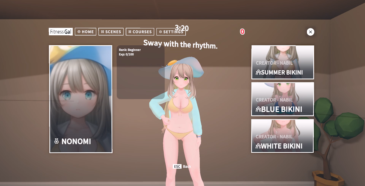 FitnessGAL gameplay screenshot: VR boxing interface with rhythm bars